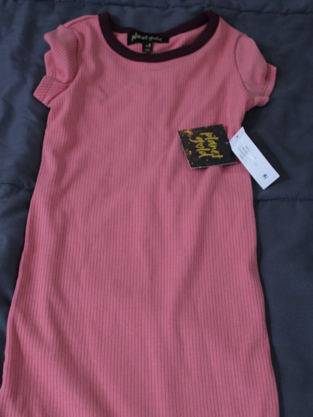 Planet Gold NWT Ribbed Ringer Bodycon Mini Dress Pink Size 4/5 - Picture 2 of 8